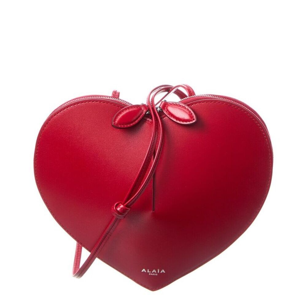 Alaia Red Heart‑Shape Mini Drawstring Crossbody Shoulder Purse